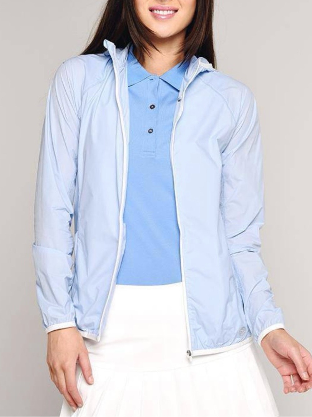 Tory Sport Light Blue Packable Hooded Jacket